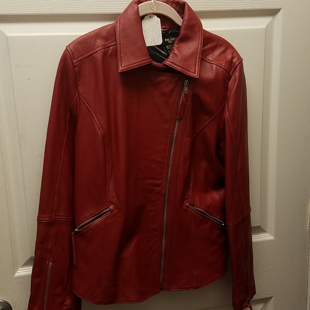 Womens Red leather Jacket